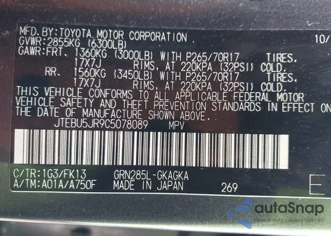 2012 Toyota 4Runner Sr5 из США, поврежденный, VIN JTEBU5JR9C5078089